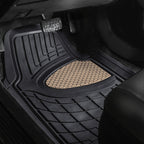 FH Group Automotive Floor Mats - Heavy-Duty Rubber Floor Mats for Cars, Universal Fit Full Set, Climaproof Floor Mats, Trimmable Floor Mats for Most Sedan, SUV, Truck Floor Mats Beige