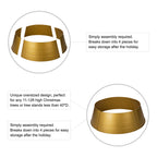 Glitzhome Christmas Gold Hammered Metal Tree Collar (40.5-Inch Diameter Base) for 11-12ft High Trees