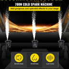 700W 2pcs LarCold Spark Firework Machine 6.6-9.8ft Adjustable StaEffect Rohs Approved Low Noise Smokeless for StaDJ Disco