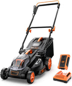 Cordless Lawn Mower, 40V Max 4.0Ah Battery, 16-Inch Brushless Lawn Mower, 50L Grass Box & Mulcher, 6 Mowing Heights, 3 Operation Heights, Low Noise, KDLM4040A