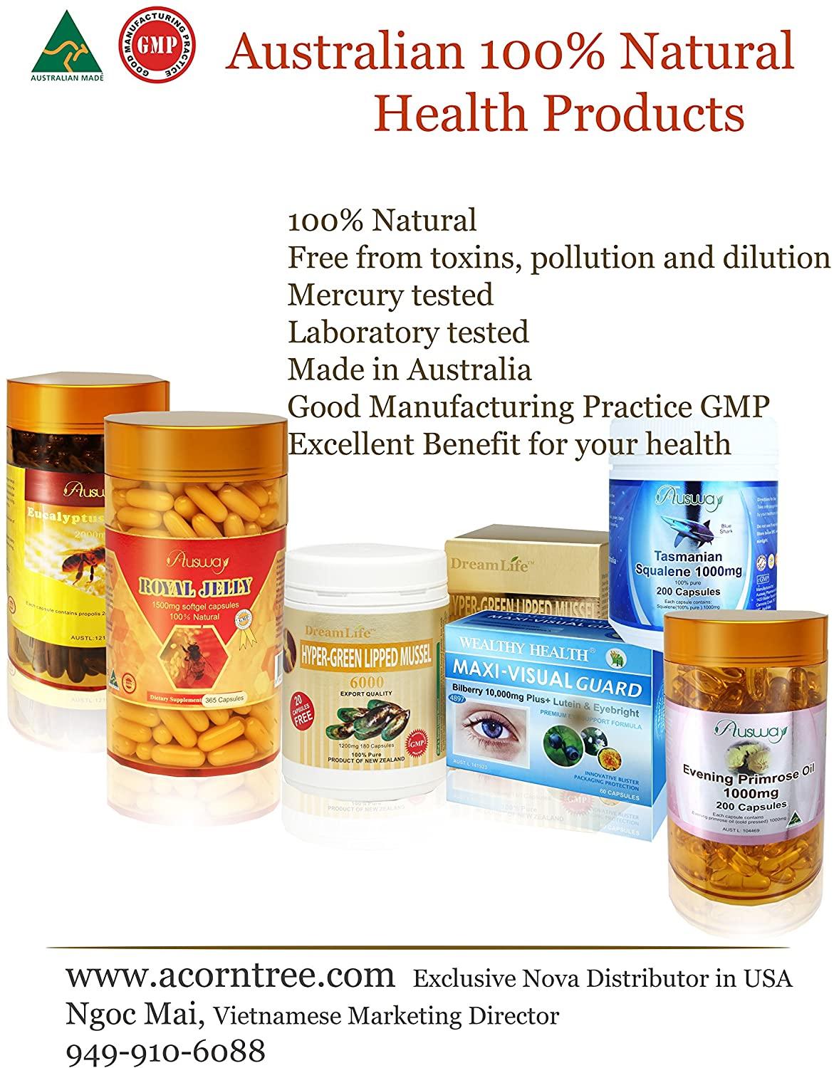 100% Natural Eucalyptus Propolis 2000mg 365 Capsules (1year Supplement), GMP. Made in Australia