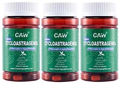 CAW Telomerase Activation Supplement | Anti-Aging Supplement | Nano Cycloastragenol 25mg 30capsules 3bottles