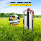 BestEquip Manual Honey Extractor Separator 3 Frame Bee Extractor  Steel Honeycomb Spinner Crank. Beekeeping Extraction Apiary CentrifuEquipment