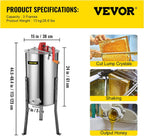 BestEquip Manual Honey Extractor Separator 3 Frame Bee Extractor  Steel Honeycomb Spinner Crank. Beekeeping Extraction Apiary CentrifuEquipment