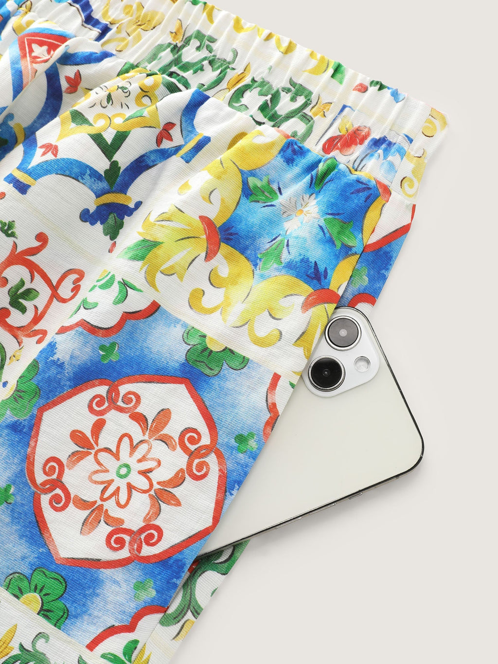 Supersoft Floral Patchwork Print Pockets Pants