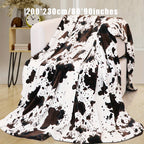 1pc Soft and Warm Cow Print Blanket - Plush Fleece Flannel Throw for All-Season Comfort - Perfect for Daughters, Adults, Students, and Teens