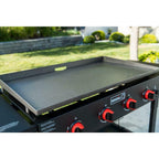 Propane Gas BBQ Grill Griddle Top 4 Burner Side Tables Cart Style Black