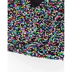 sequin stitching deep v short-sleeved