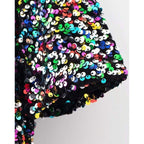 sequin stitching deep v short-sleeved