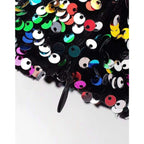 sequin stitching deep v short-sleeved