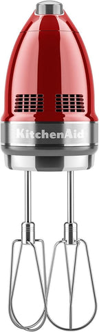KitchenAid 9-Speed Digital Hand Mixer with Turbo Beater II Accessories and Pro Whisk - Candy Apple Red