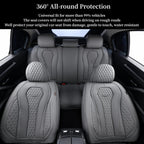 Coverado Leather Seat Covers Full Set, 5 Seats Universal Seat Covers for Cars, Waterproof Luxury Leatherette Seat Cushions, Front and Rear Seat Protectors, Auto Seat Covers Fit for Most Vehicles Gray