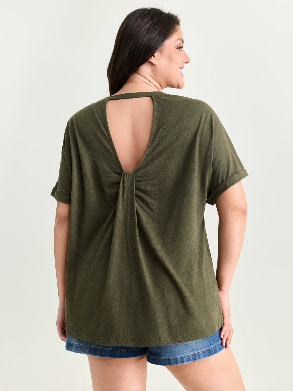 Cotton Open Back Detail T-Shirt
