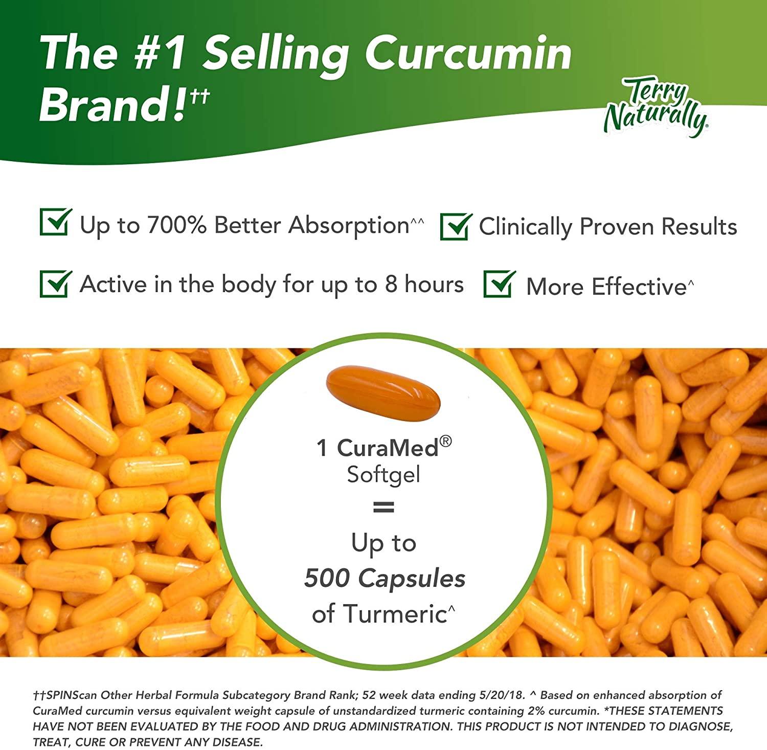 Terry Naturally CuraMed 750 mg ( 3 Pack ) - 120 Softgels - Superior Absorption BCM-95 Curcumin Supplement , Promotes Healthy Inflammation Response - Non-GMO , Gluten-Free , Halal - 360 Total Servings
