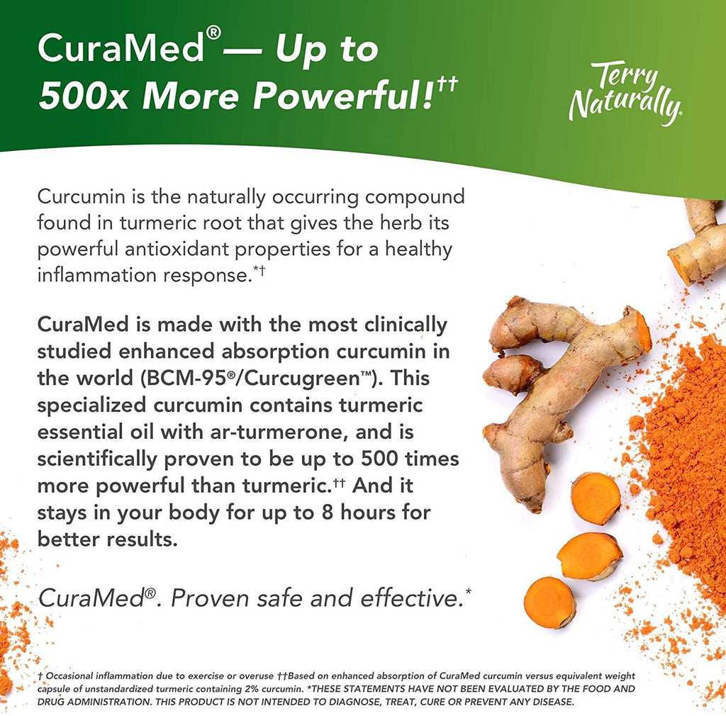 Terry Naturally CuraMed 750 mg ( 3 Pack ) - 120 Softgels - Superior Absorption BCM-95 Curcumin Supplement , Promotes Healthy Inflammation Response - Non-GMO , Gluten-Free , Halal - 360 Total Servings