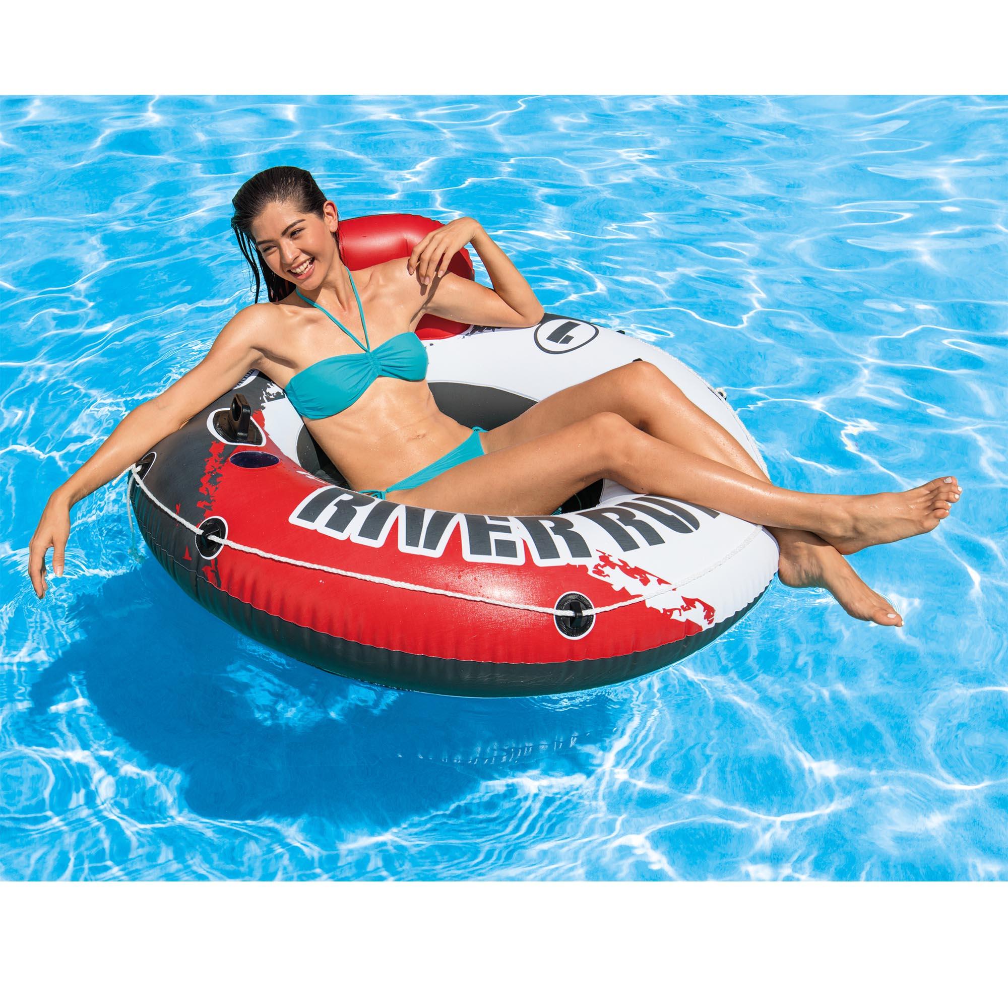 River Run 1 53" Inflatable Floating Water Tube Lake Raft, Red (24 Pack)
