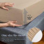 LuxClub 6 PC Full Size Sheet Set Bamboo Sheets Deep Pockets 18" Eco Friendly Wrinkle Free Cooling Sheets Machine Washable Hotel Bedding Silky Soft - Light Khaki Full