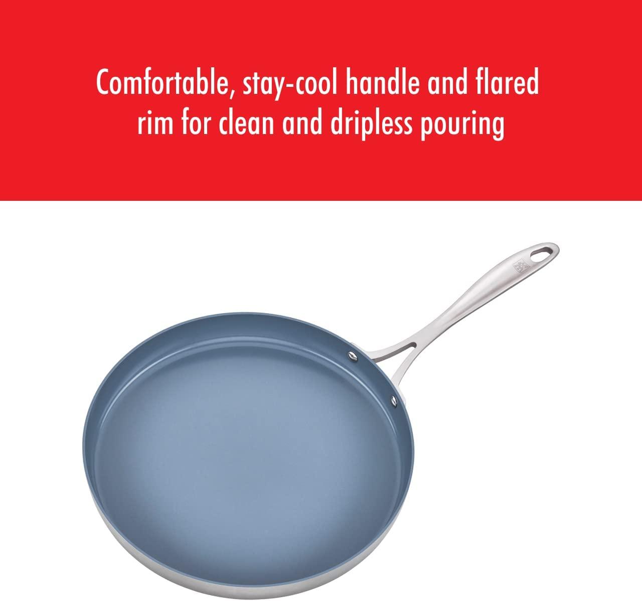 ZWILLING Spirit Ceramic Nonstick Griddle, 12-inch, Stainless Steel