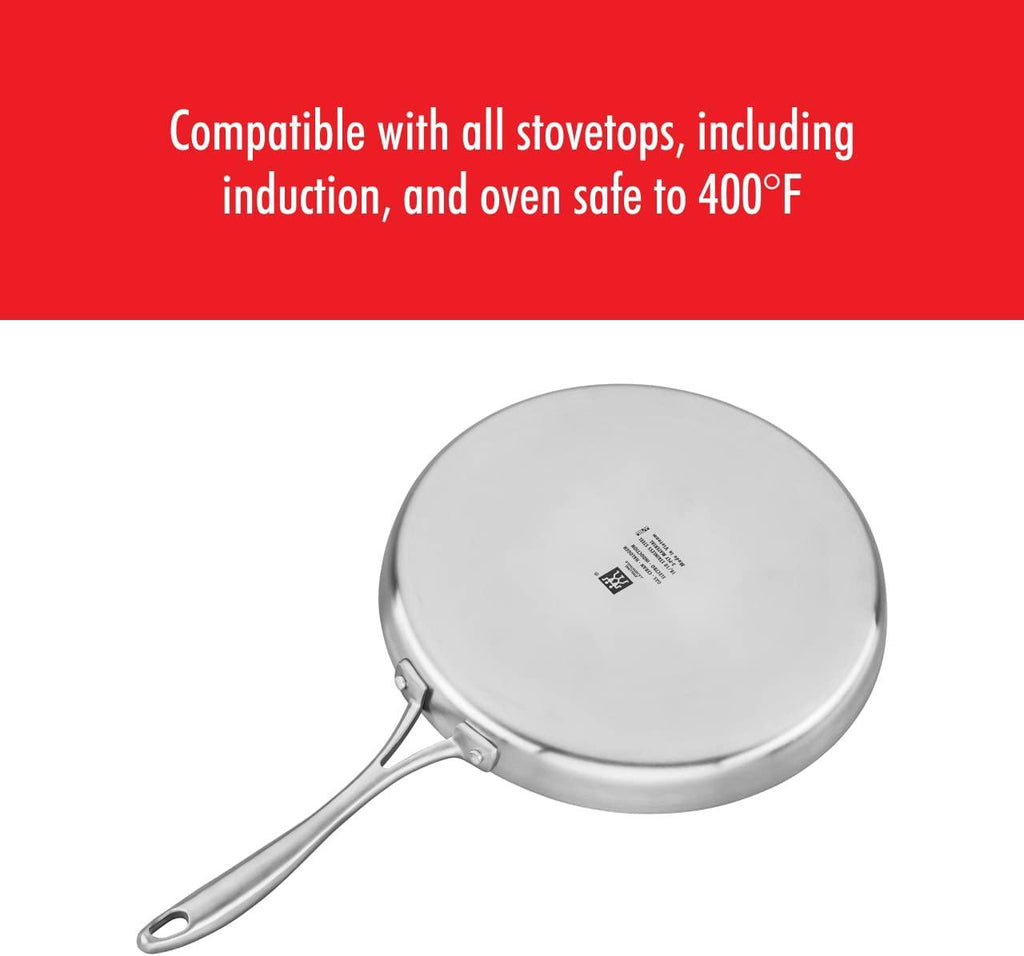 ZWILLING Spirit Ceramic Nonstick Griddle, 12-inch, Stainless Steel
