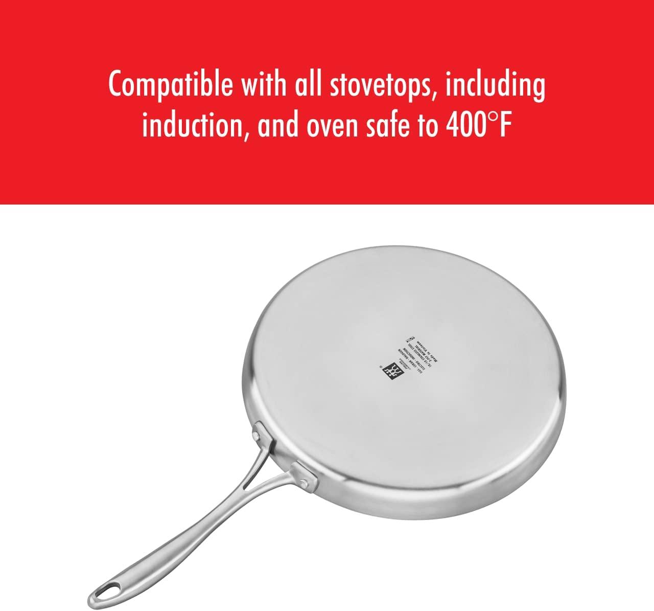 ZWILLING Spirit Ceramic Nonstick Griddle, 12-inch, Stainless Steel