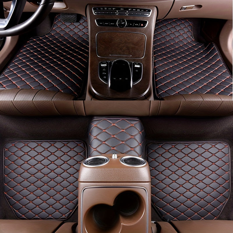 5pcs Waterproof Leather Car Floor Mats - Universal Full Set Auto Rugs For Interior Accessories