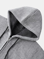 mens chenille knitted plush lined warm drawstring hooded cardigans