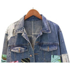 sequins patchwork cartoon jeans jacket