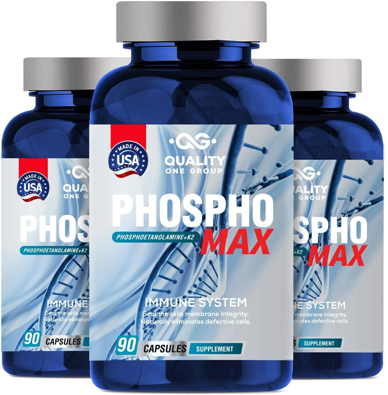 PHOSPHOMAX Phospho Ethanolamine, Boost Your Immune System with Original Phosphoethanolamine Formula, Blend of Vitamins D, K and Minerals,
