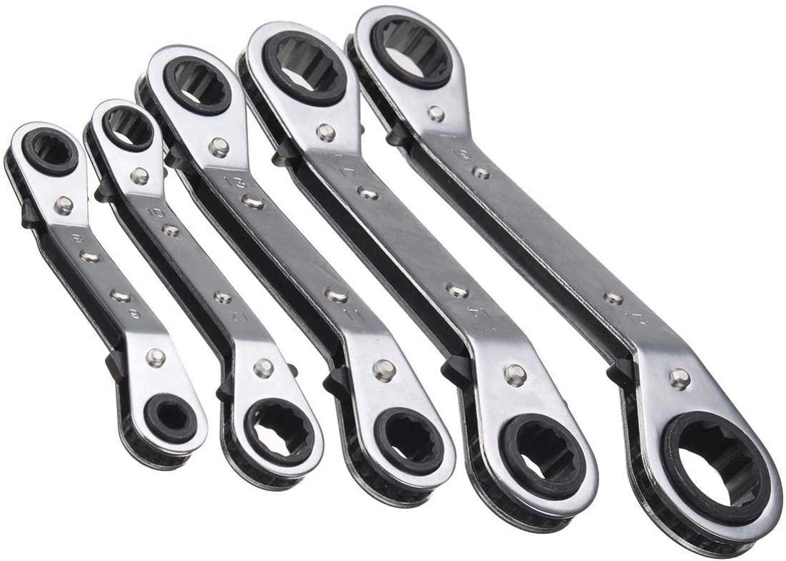 Sturdy 5Pcs Metric Offset Ring Wrench Spanner Tools Ratchet Metric Hand DIY Tool Set Universal Hand Tools Safety