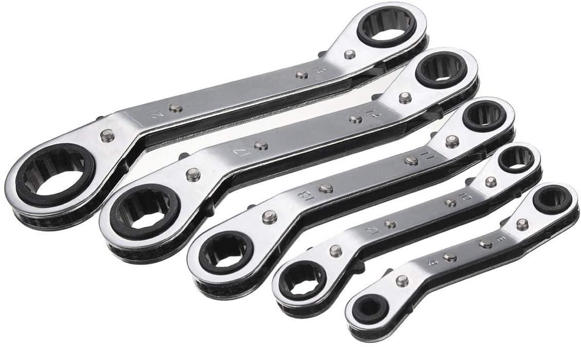 Sturdy 5Pcs Metric Offset Ring Wrench Spanner Tools Ratchet Metric Hand DIY Tool Set Universal Hand Tools Safety