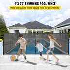 4Ft x 72Ft Pool Fence Swimming Fence in Ground Life Saver Fence Portable