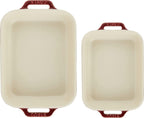 STAUB Ceramics Rectangular Baking Dish Set, 2 pc, Red