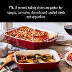 STAUB Ceramics Rectangular Baking Dish Set, 2 pc, Red