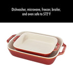 STAUB Ceramics Rectangular Baking Dish Set, 2 pc, Red