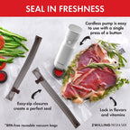 ZWILLING Fresh & Save Vacuum Sealer Machine Starter Set with Airtight Food Storage Container Glass, Sous Vide Bags, Meal Prep