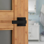 Singapore Square Matte Black Bed/Bath Door Lever with Microban