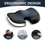 ComfiLife Gel Enhanced Seat Cushion - Non-Slip Orthopedic Gel &amp; Memory Foam Coccyx Cushion for Tailbone Pain - Office Chair Car Seat Cushion - Sciatica &amp; Back Pain Relief (Black)