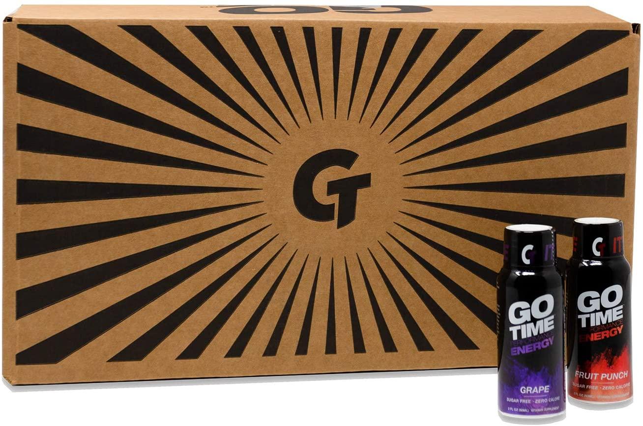 Go Time Performance Energy || Energy Drink Shot, Zero Sugar, Zero Calories, Zero Carbs, Gluten-Free, No Crash | 100 Pack of 2 oz. Energy Shots || Grape