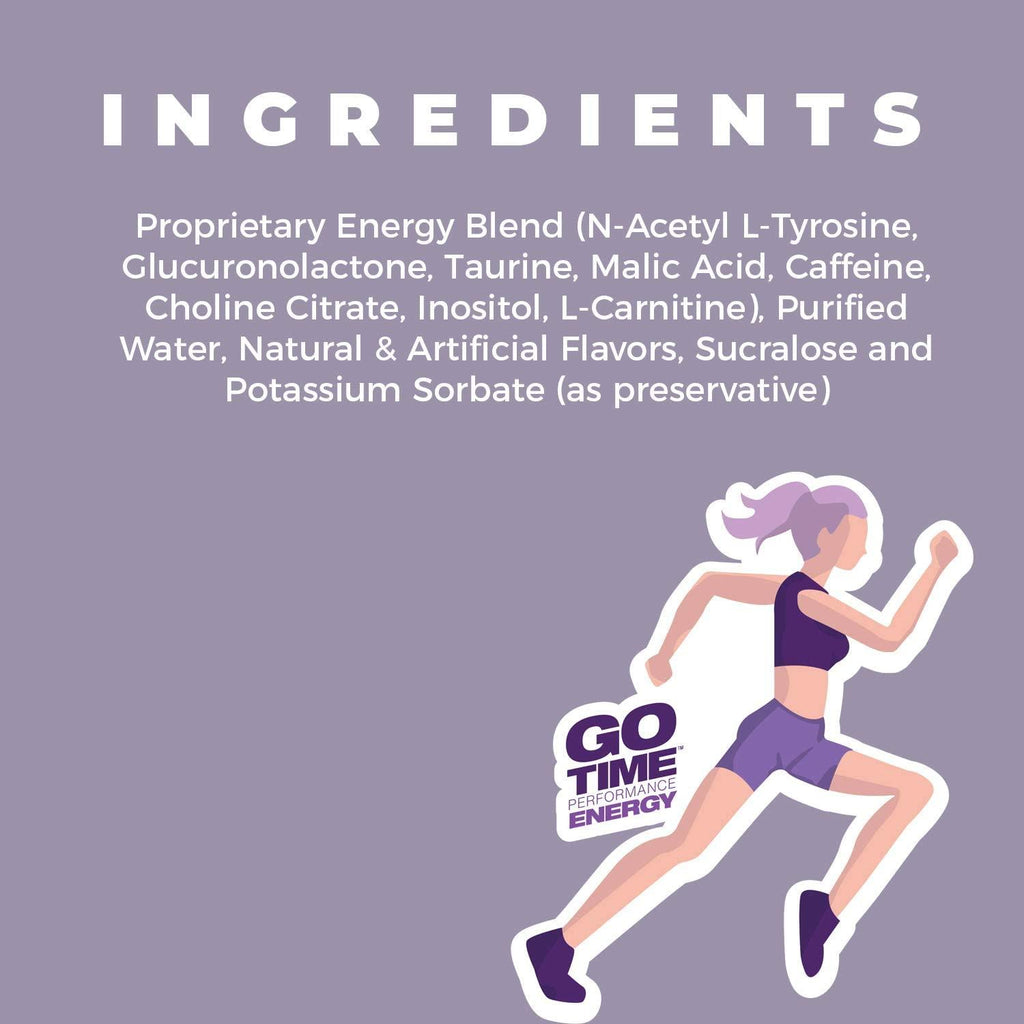 Go Time Performance Energy || Energy Drink Shot, Zero Sugar, Zero Calories, Zero Carbs, Gluten-Free, No Crash | 100 Pack of 2 oz. Energy Shots || Grape