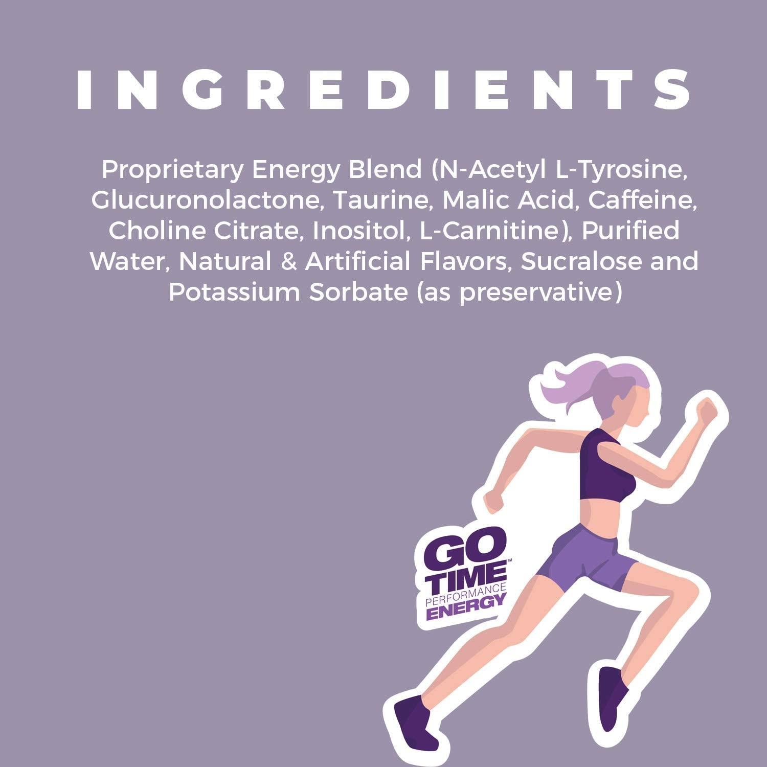 Go Time Performance Energy || Energy Drink Shot, Zero Sugar, Zero Calories, Zero Carbs, Gluten-Free, No Crash | 100 Pack of 2 oz. Energy Shots || Grape