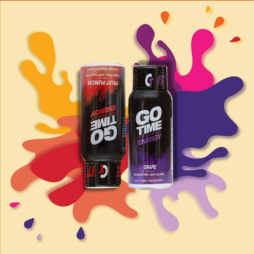 Go Time Performance Energy || Energy Drink Shot, Zero Sugar, Zero Calories, Zero Carbs, Gluten-Free, No Crash | 100 Pack of 2 oz. Energy Shots || Grape