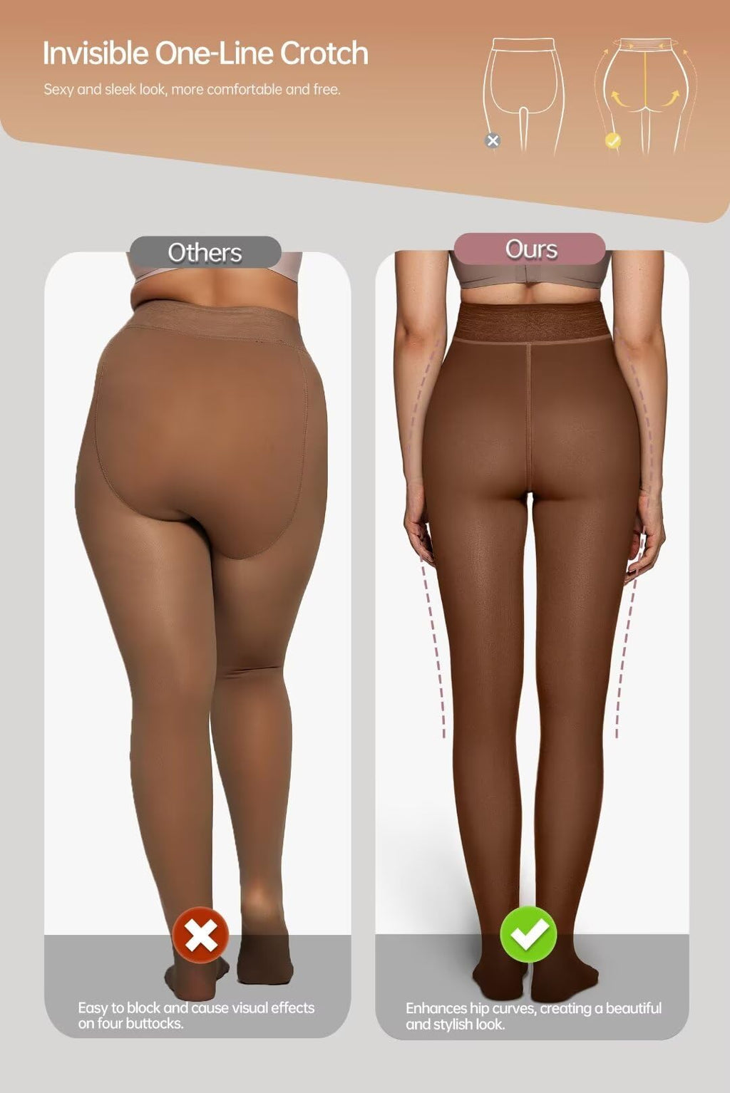 Vertvie Fleece Lined Tights For Women Thermal Warm Tights Fake Translucent Pantyhose High Waisted Thermal Leggings Winer