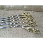 6 Pcs 23 Inch  Steel Metal Barbeque Skewer Needle BBQ Kebab Stick Gift