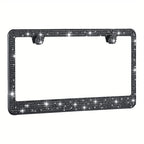 2pcs Luxurious Bling License Plate Frames - Handcrafted  Steel Frames with Artificial Diamonds - Sparkly Car License Plate Cover