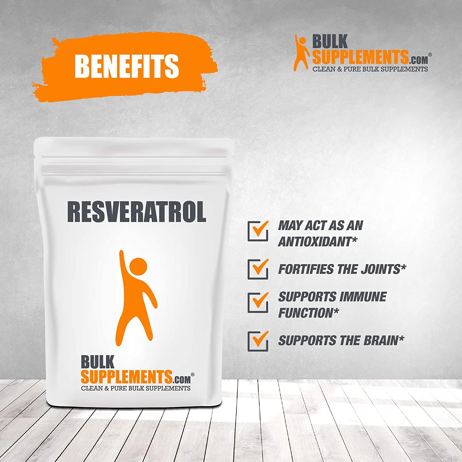 BulkSupplements.com Pure Resveratrol - Antioxidants Supplement - Anti Aging Supplement - Heart Supplements (500 Grams - 1.1 lbs)