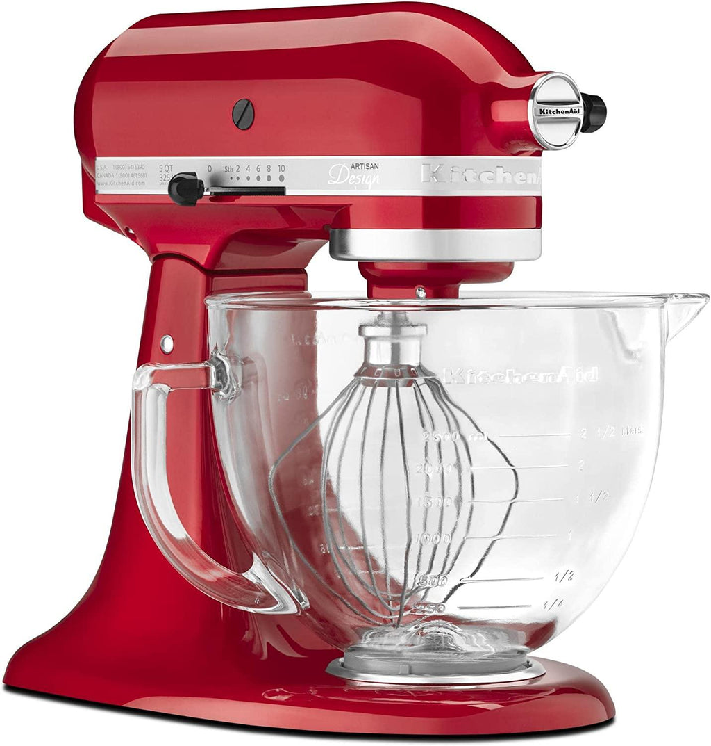 KitchenAid KSM155GBCA 5-Qt. Artisan Design Series with Glass Bowl - Candy Apple Red