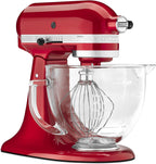 KitchenAid KSM155GBCA 5-Qt. Artisan Design Series with Glass Bowl - Candy Apple Red
