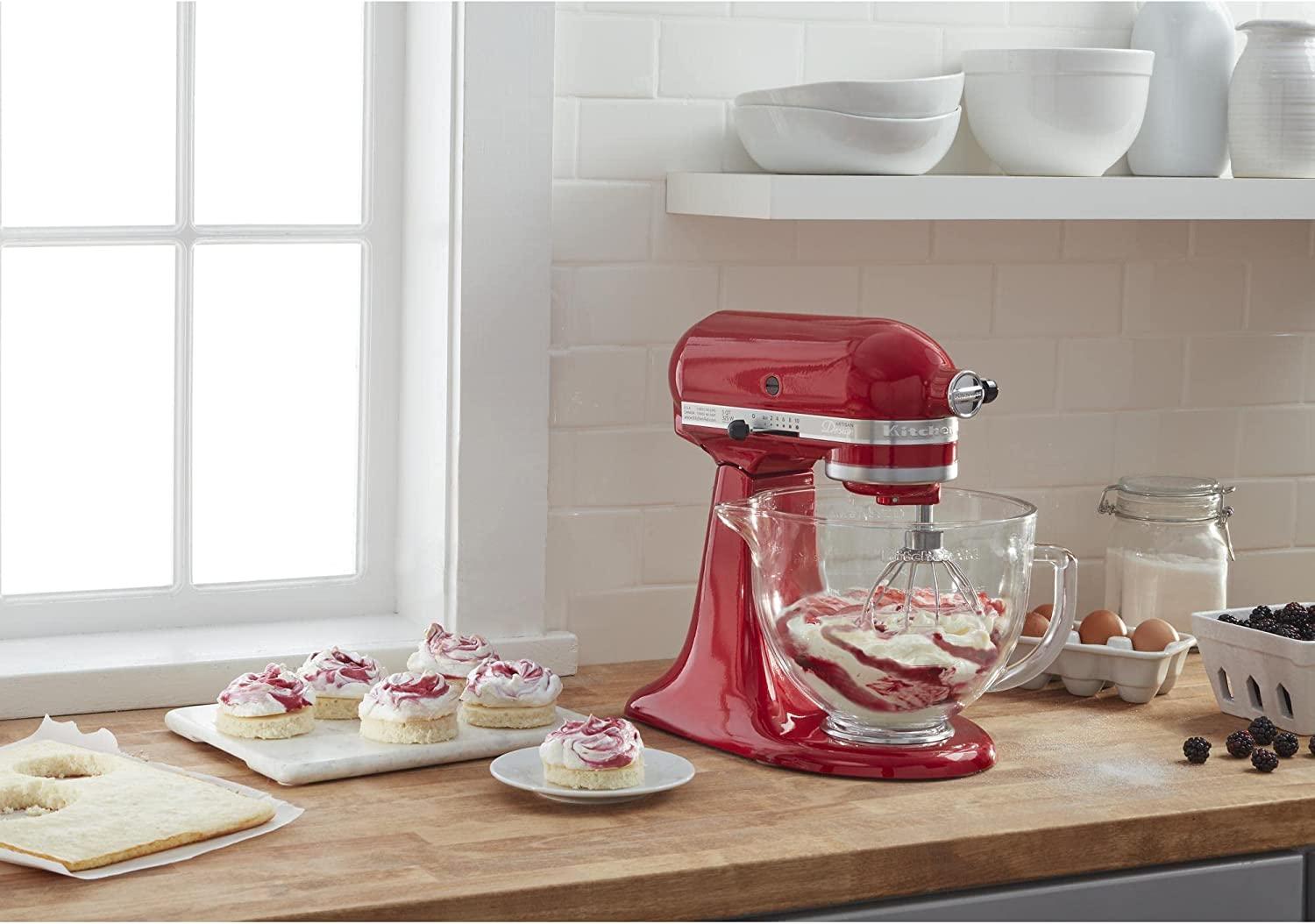 KitchenAid KSM155GBCA 5-Qt. Artisan Design Series with Glass Bowl - Candy Apple Red