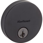 Uptown Low Profile Iron Black Round Contemporary Single Cylinder Deadbolt featuring SmartKey Security
