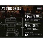 Propane Gas Grill 3-Burner  Steel Warming Rack 2-Wheels Black
